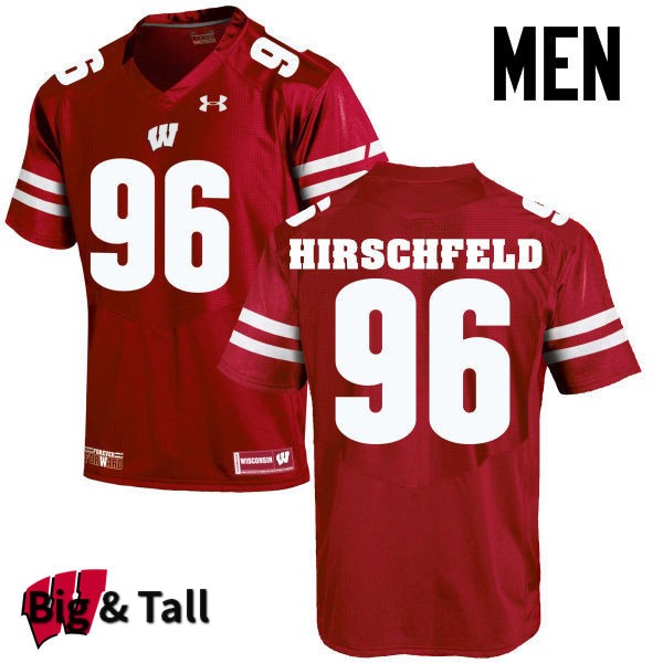 Wisconsin Badgers Men's #96 Billy Hirschfeld NCAA Under Armour Authentic Red Big & Tall College Stitched Football Jersey PJ40U16DT